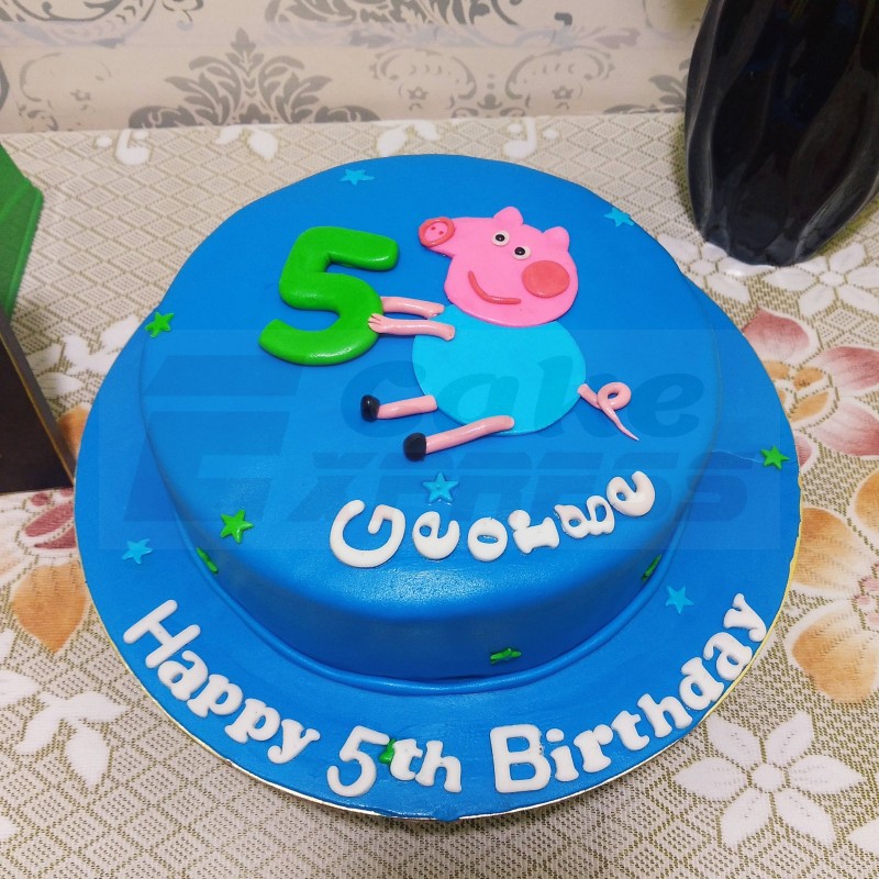 George Pig Blue Fondant Cake