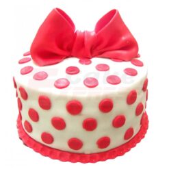 Red Polka Dot With Ribbon Fondant Cake