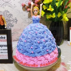 Barbie in Purple Floral Roses Cake