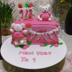 Pink Half Birthday Cake For Girl